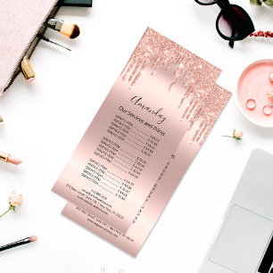Preisliste Haar Makeup Lashes Nagelwachs Rose Blus Werbekarte