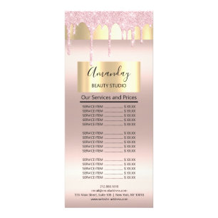 Preisliste Haar Makeup Lashes Nail Pink Rose Tropf Werbekarte
