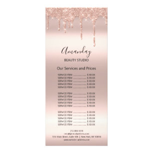Preisliste Haar Makeup Lashes Nail Wax Rose Tropfe Werbekarte