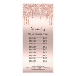 Preisliste Haar Makeup Lashes Nail Wax Rose Tropfe Werbekarte