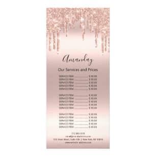 Preisliste Haar Makeup Lashes Nail Wax Rose Tropfe Werbekarte