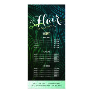 Preisliste Haarstylisten Makeup Green Gold Scheren Werbekarte