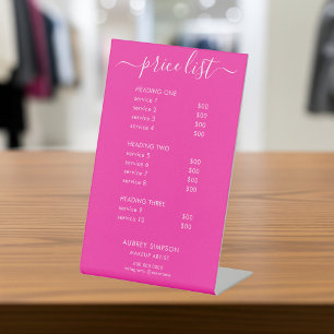 Preisliste Kalligrafie Girly Pink Business Sockelschild