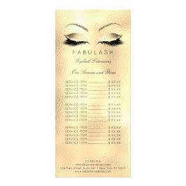 Preisliste Lashes Gold Makeup Glitzer Werbekarte