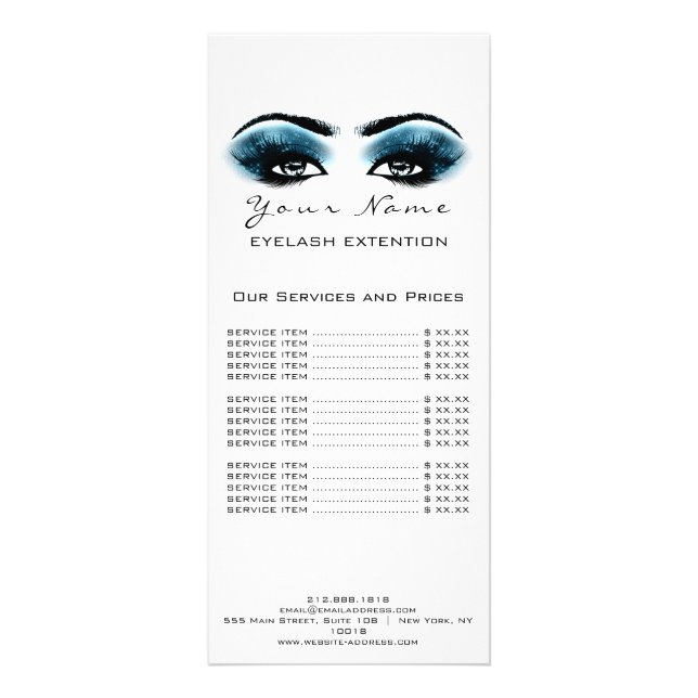 Preisliste Lashes Makeup Artist Blue Werbekarte (Hinten)