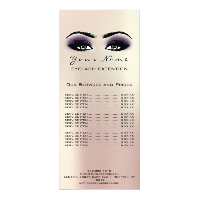 Preisliste Lashes Makeup Artist Blush Werbekarte (Hinten)