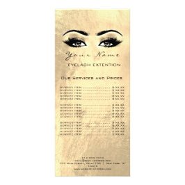 Preisliste Lashes Makeup artist Gold Lux Werbekarte