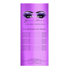 Preisliste Lashes Makeup Lila Violet Werbekarte