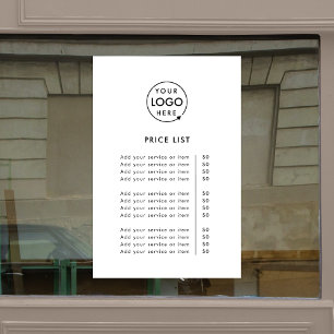 Preisliste   Logogeschäft Modernes Beruflich Fensteraufkleber