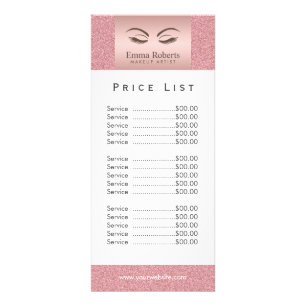 Preisliste   Makeup Artist Beauty Girl Rose Gold Werbekarte