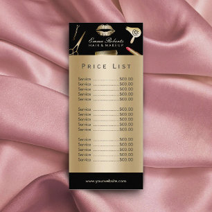 Preisliste   Makeup Artist Gold Foil Beauty Salon Werbekarte