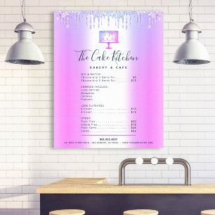 Preisliste Menü von Purple Cake Bakery Glitter Dri Poster