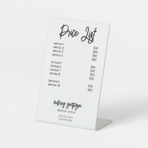 Preisliste Pinselschrift weiß Sockelschild