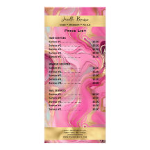 Preisliste-Rack-Karte aus rosa Marmor und Gold für