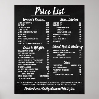 Preisliste Salon Poster