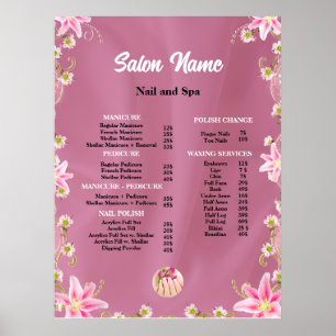Preisliste Schönheit-Nagelsalon Menu Poster