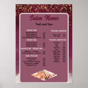 Preisliste Schönheit-Nagelsalon Menü rot lila Poster