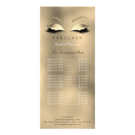 Preisliste Schönheitssalon Lashes Gold Makeup Glit Werbekarte