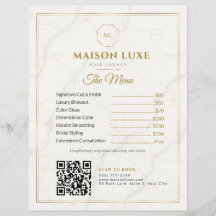 Preisliste Schönheitssalon Weiße Marmor und Gold
