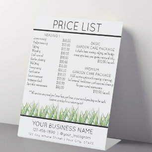 Preisliste Service Garten- & Rasenpflege Sockelschild