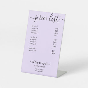 Preisliste Service Script Lila Sockelschild