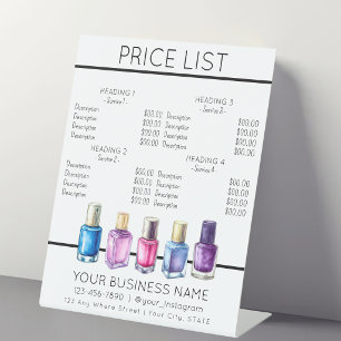 Preisliste Servicemenü Nagelstudio Nagellack Sockelschild