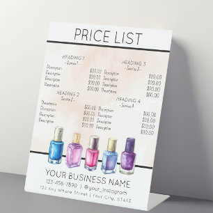 Preisliste Servicemenü Nagelstudio Nagellack Sockelschild