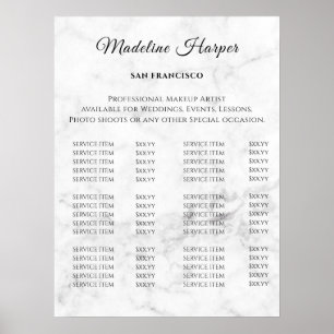 Preisliste Vintage-Schönheitssalon Poster