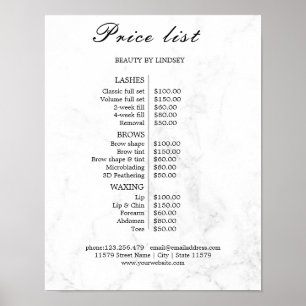 Preisliste Vintage-Schönheitssalon Poster