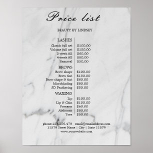 Preisliste Vintage-Schönheitssalon Poster