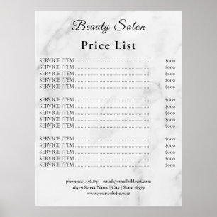 Preisliste Vintage-Schönheitssalon Poster