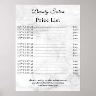 Preisliste Vintage-Schönheitssalon Poster