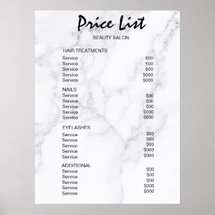 Preisliste Vintage-Schönheitssalon Poster