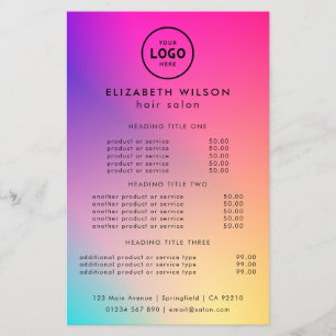 Preisliste Vorlage für trendiges Luxus-Salon Flyer
