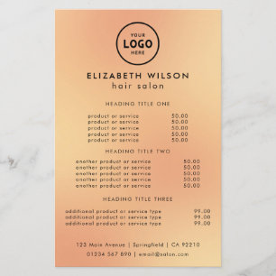 Preisliste Vorlage für trendiges Luxus-Salon Flyer