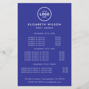 Preisliste Vorlage für trendiges Luxus-Salon Flyer