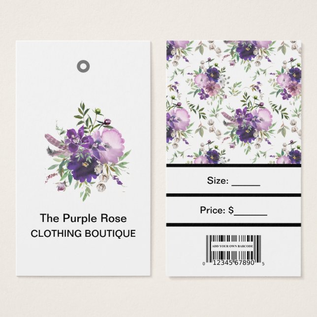 Preismarken für benutzerdefinierte violette Blumen (Vorne & Hinten)