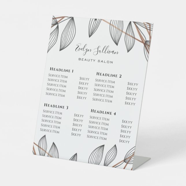 Preisschild für geometrische Rahmen in Foliage Sockelschild (Vorderseite)