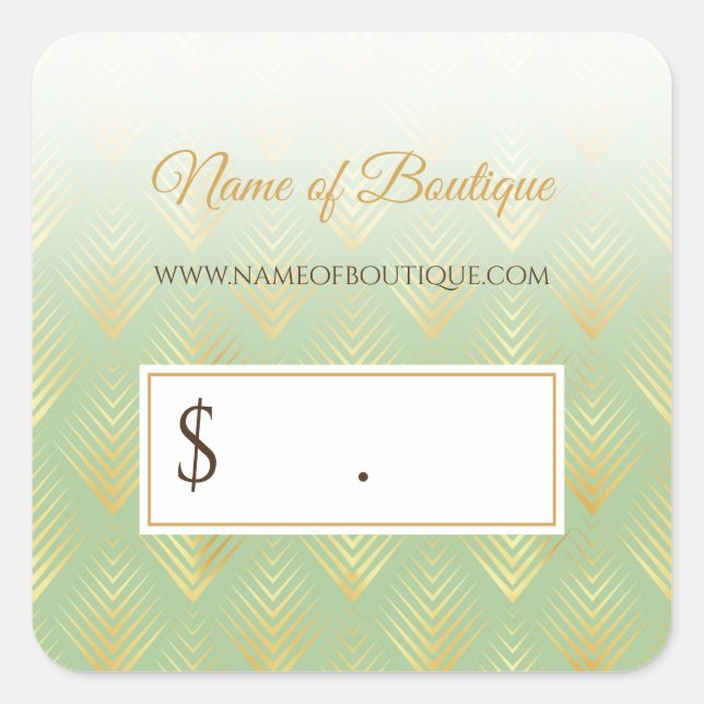 Preisschilder für klassische Green- und Gold-Muste Quadratischer Aufkleber (Vorderseite)