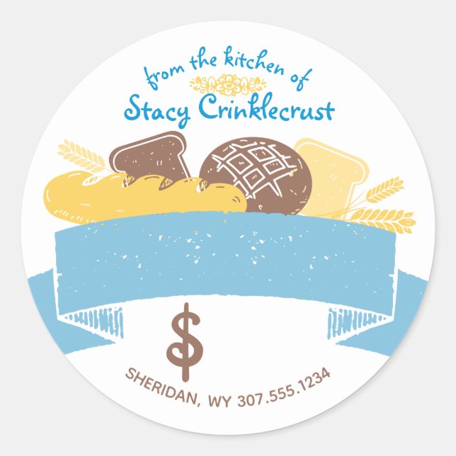 Preisverpackung für hausgemachte Brotsorten Runder Aufkleber (Vorderseite)