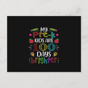 Prek Teacher 100 Days Brighter 100. Schultag Einladungspostkarte