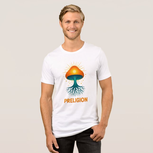 Preligion - Pilz-Logo Tri-Blend Shirt (Vorderseite voll)