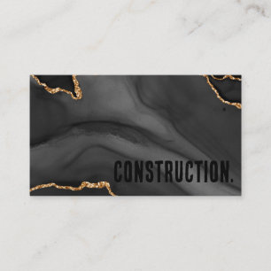 Premier Black und Gold Glitzer Agate Minimalistisc Visitenkarte