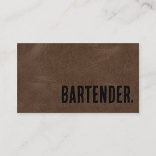 Premier Braun Kunstleder Barkeeper Visitenkarte