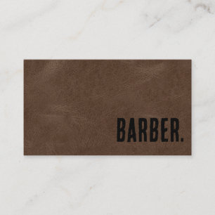 Premier Brown Imitats Leather Barber Visitenkarte