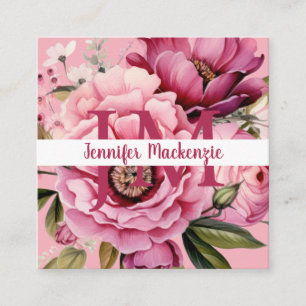 Premier Chic Bright Pink Blume Quadratische Visitenkarte