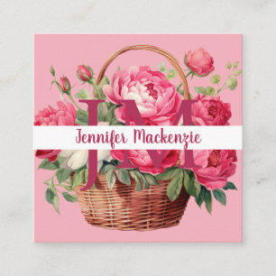 Premier Chic Bright Pink Floral Business Card Quadratische Visitenkarte