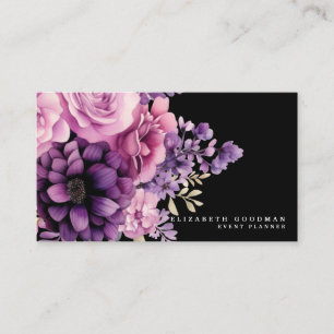 Premier Pink Lila Floral Schwarz Visitenkarten Visitenkarte