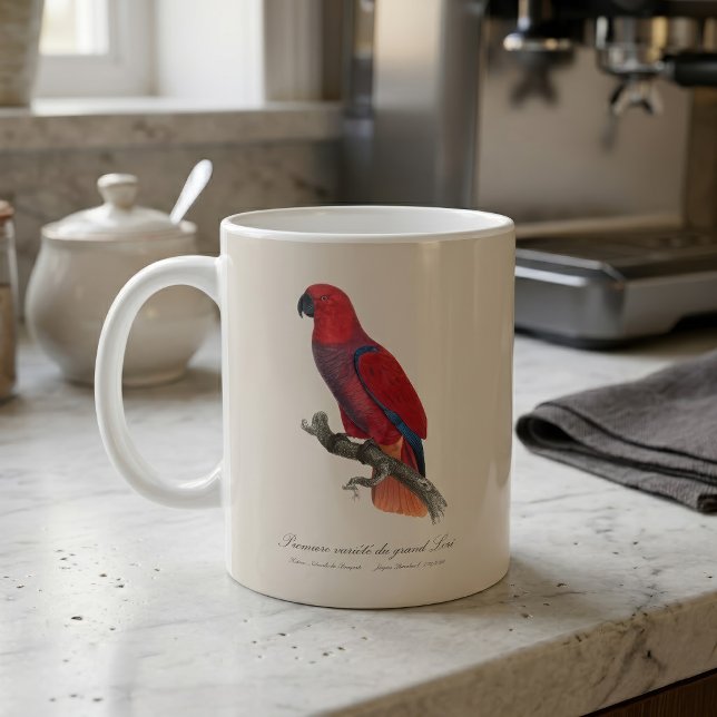 Premiere variete du grand Lori / Eclectus parrot Kaffeetasse (Vosmaer Eclectus Parrot, Eclectus Roratus Vosmaeri. Coffee Mug)