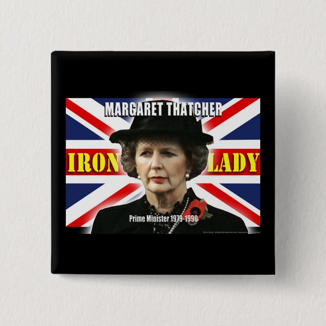 Premierminister Margaret Thatchers Button (Vorderseite)